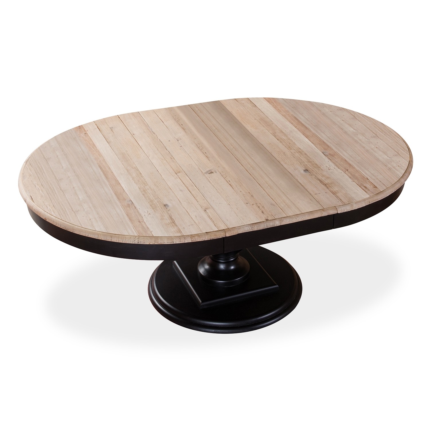 Table ronde extensible en bois massif Héloïse Bois naturel et pied noir