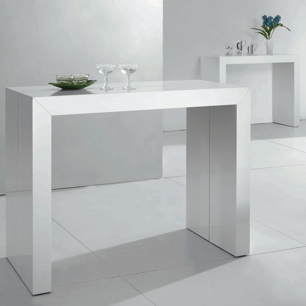 Table Console Extensible Oxalys Xl Blanc Laquee