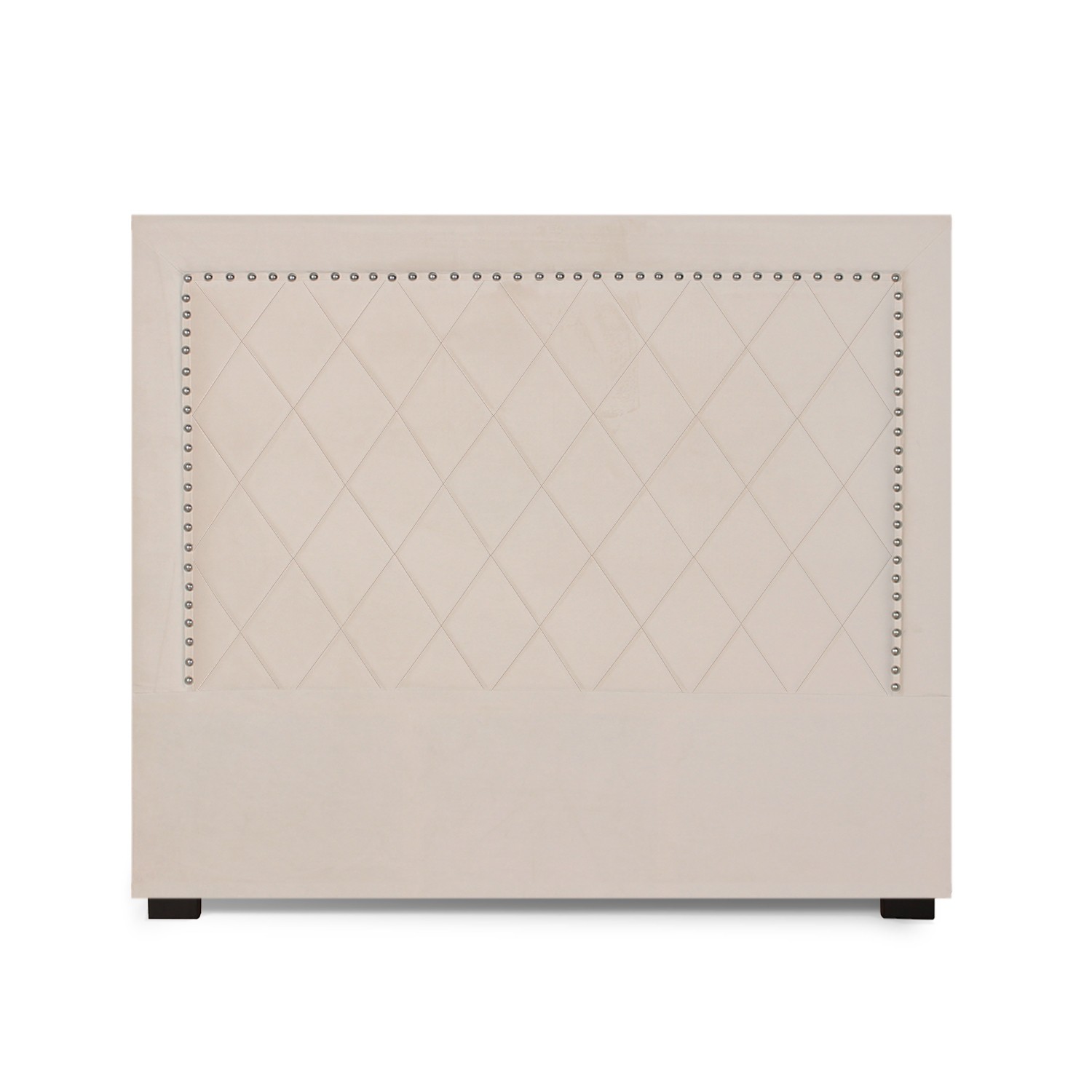 Tête De Lit Nolwen Velours Taupe - 180x120cm - Style Matelassé Avec Clous Décoratifs
