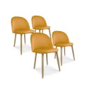 Lot de 4 chaises style scandinave Agathe velours Jaune