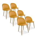 Lot de 6 chaises style scandinave Agathe velours Jaune