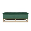 Banquette coffre Angele Velours vert pieds doré