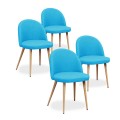 Lot de 4 chaises scandinaves Cecilia tissu Bleu