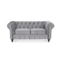 Canapé Chesterfield Velours 2 Places Altesse Argent