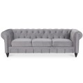 Canapé Chesterfield Velours 3 Places Altesse Argent