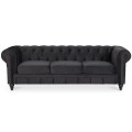 Canape Chesterfield Velours 3 Places Altesse Noir