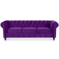 Canape Chesterfield Velours 3 Places Altesse Violet