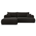 Canapé d'angle gauche convertible Velaro Bouclette Noir