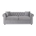 Canapé Chesterfield convertible Velours 3 Places Argent