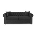 Canapé Chesterfield convertible Velours 3 Places Noir