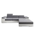 Canapé d'angle droit convertible Alphonso Gris et Blanc
