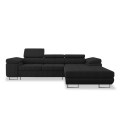 Canapé d'angle droit convertible Alphonso velours côtelé Noir