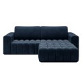Canapé d'angle droit convertible Clovis Velours Bleu