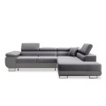 Canapé d'angle droit convertible Marius Gris