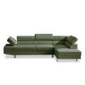 Canapé d'angle droit avec têtières relevables Palerme velours côtelé vert