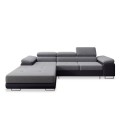 Canapé d'angle gauche convertible Alphonso Gris et Noir