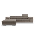 Canapé d'angle gauche convertible Alphonso velours côtelé Taupe
