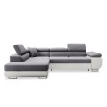 Canapé d'angle gauche convertible Marius Gris et Blanc