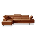 Canapé d'angle gauche avec têtières relevables Palerme velours côtelé terracotta