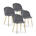 Lot de 4 chaises Cecilia Velours Gris pieds or