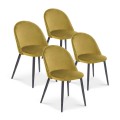 Lot de 4 chaises Cecilia Velours Jaune pieds noirs