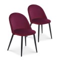 Lot de 2 chaises Cecilia velours Rouge pieds noirs