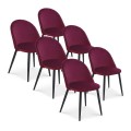 Lot de 6 chaises Cecilia velours Rouge pieds noirs