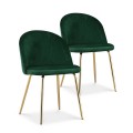 Lot de 2 chaises Cecilia velours Vert pieds doré