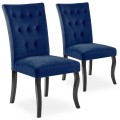 Lot de 2 chaises capitonnées Chaza Velours Bleu