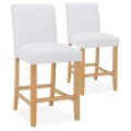 Lot de 2 chaises de bar en bois Rosie velours côtelé Blanc - H65cm
