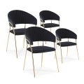 Lot de 4 chaises Margaux velours noir pieds or