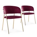 Lot de 2 chaises Margaux velours rouge pieds or