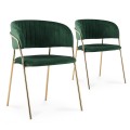 Lot de 2 chaises Margaux velours vert pieds or