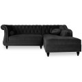 Canapé d'angle droit Empire Velours Noir style Chesterfield