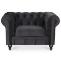 Fauteuil Chesterfield velours Altesse Noir