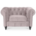 Fauteuil Chesterfield velours Altesse Taupe