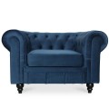 Fauteuil Chesterfield velours Altesse Bleu foncé