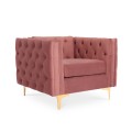 Fauteuil Edward Velours Vieux rose pieds doré