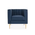 Fauteuil James Velours Bleu foncé pieds doré