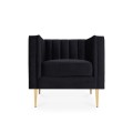 Fauteuil James Velours Noir pieds doré