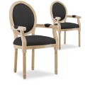 Lot de 2 fauteuils médaillon Louis XVI tissu Noir