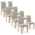 Lot de 8 chaises capitonnées Gaya tissu beige