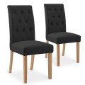 Lot de 2 chaises capitonnées Gaya tissu noir