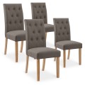 Lot de 4 chaises capitonnées Gaya tissu taupe