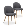 Lot de 2 chaises scandinaves Cecilia tissu Gris foncé