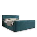 Lit coffre + matelas Napoli 140cm velours côtelé Bleu Canard