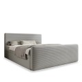 Lit coffre + matelas Napoli 160cm velours côtelé Gris Clair