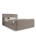 Lit coffre + matelas Napoli 160cm velours côtelé Taupe