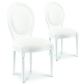 Lot de 2 chaises médaillon Louis XVI simili Blanc 