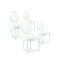 Lot de 4 chaises médaillon Louis XVI simili Blanc 